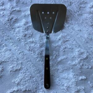 VTG ROBINSON STAINLESS STEEL USA Extra Wide Kitchen Spatula Wooden Handle 12"